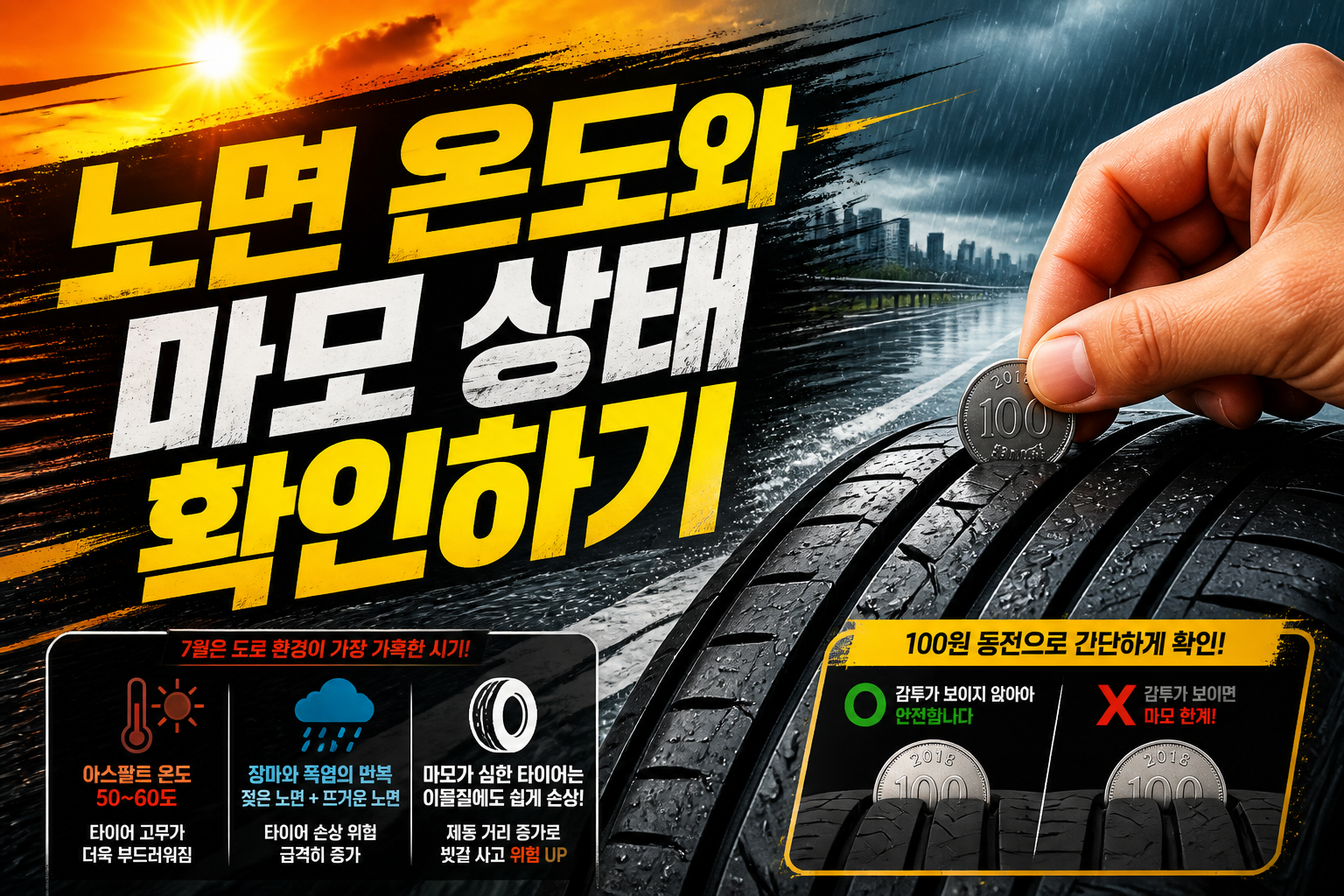 노면 온도와 마모 상태 확인하기